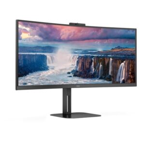 AOC CU34V5CW/BK, LED-Monitor (86.4 cm (34 Zoll), schwarz, WQHD, VA, HDMI, DisplayPort, FreeSync, Webcam, 100Hz Panel)