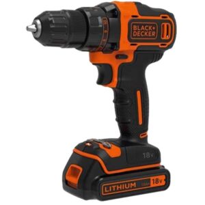 BLACK+DECKER Akku-Bohrschrauber BDCDD186K, 18Volt (schwarz/orange, Li-Ionen Akku 1,5 Ah, im Koffer)