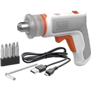 BLACK+DECKER HEXDRIVER, Akku-Möbelschrauber BCRTA01 (weiß/orange, 3,6 Volt)