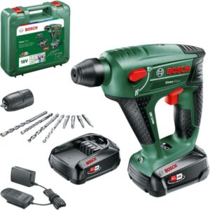 Bosch Akku-Bohrhammer Uneo Maxx, 18Volt (grün/schwarz, 2x Li-Ionen Akku 2,0Ah, im Koffer, POWER FOR ALL ALLIANCE)