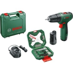 Bosch Akku-Bohrschrauber EasyDrill 1200 + 34-teiliges Bit- und Bohrer-Set (grün/schwarz, 2x Li-Ionen Akku 1,5Ah, Koffer)
