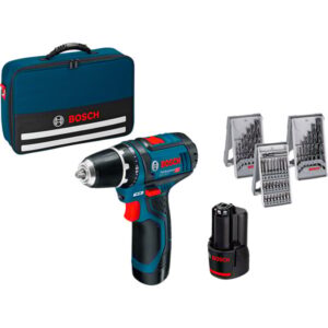 Bosch Akku-Bohrschrauber GSR 12V-15 Professional, 12Volt (blau/schwarz, 1x Li-Ionen Akku 2,0Ah, 1x Li-Ionen Akku 4,0Ah, Bits & Bohrer)