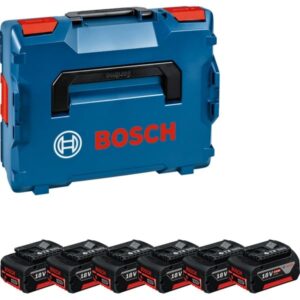 Bosch Akku GBA 18V 4.0Ah Professional, 6 Stück (blau/schwarz, L-BOXX, AMPShare Alliance)