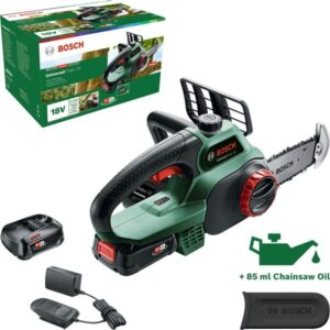 Bosch Akku-Kettensäge UniversalChain 18, 18Volt (grün/schwarz, Li-Ionen Akku 2,5Ah, POWER FOR ALL ALLIANCE)