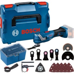 Bosch Akku-Multi-Cutter GOP 18V-34 Solo Professional, 18Volt, Multifunktions-Werkzeug (blau/schwarz, ohne Akku und Ladegerät, L-BOXX + Zubehör-Box)