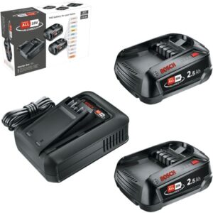 Bosch Akku Starter-Set 18V 2x 2,5Ah + Schnellladegerät AL 18V-44 (schwarz, 2x Li-Ionen Akku 2,5Ah, POWER FOR ALL ALLIANCE)