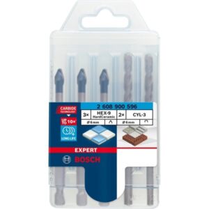 Bosch Expert HEX-9 HardCeramic Bohrer Mixed-Set, Ø 6mm, Bohrer-Satz (5-teilig, inkl. 2 CYL-3-Betonbohrer)