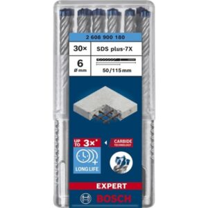 Bosch Expert Hammerbohrer SDS-plus-7X, Ø 6mm, 30 Stück (Arbeitslänge 50mm)