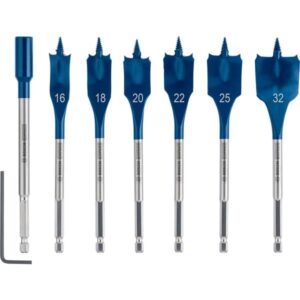 Bosch Expert Self Cut Speed Flachfräsbohrer-Satz, 7-teilig, Ø 16 - 32mm (Länge 152mm, inkl. 1 Verlängerung)