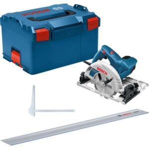 Bosch Handkreissäge GKS 55+ GCE Professional (blau, 1.350 Watt, L-BOXX, Führungsschiene FSN 1400)