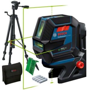 Bosch Kombilaser GCL 2-50 G Professional, mit TRIPOD, Kreuzlinienlaser (blau/schwarz, grüne Laserlinien, mit Halterung RM10 Professional)