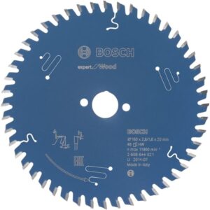 Bosch Kreissägeblatt Expert for Wood, Ø 160mm, 48Z (Bohrung 20mm, für Handkreissägen)