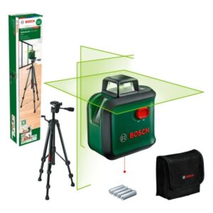 Bosch Kreuzlinienlaser AdvancedLevel 360 Set (grün/schwarz, grüne Laserlinien, Reichweite Ø 24 Meter)
