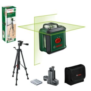 Bosch Kreuzlinienlaser UniversalLevel 360 Premium Set (grün/schwarz, grüne Laserlinien, Reichweite Ø 24 Meter)