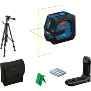 Bosch Linienlaser GLL 20-22 G Professional (blau/schwarz, grüne Laserlinien, inkl. Universalhalter LB 10 und Baustativ BT 150)