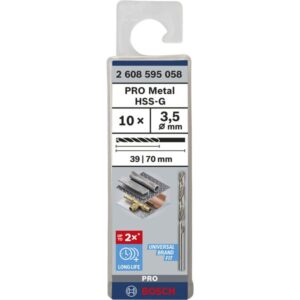 Bosch Metallbohrer HSS-G, Ø 3,5mm (10 Stück, Arbeitslänge 39mm)