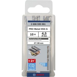 Bosch Metallbohrer HSS-G, Ø 4,5mm (10 Stück, Arbeitslänge 47mm)