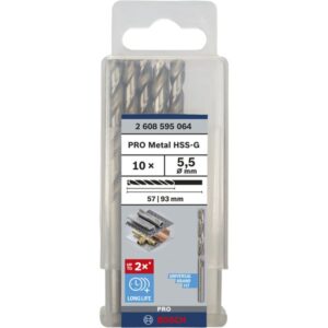 Bosch Metallbohrer HSS-G, Ø 5,5mm (10 Stück, Arbeitslänge 57mm)