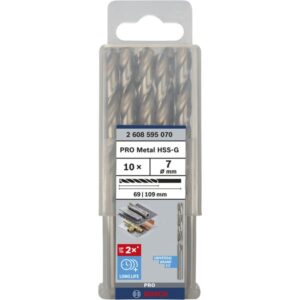 Bosch Metallbohrer HSS-G, Ø 7mm (10 Stück, Arbeitslänge 69mm)
