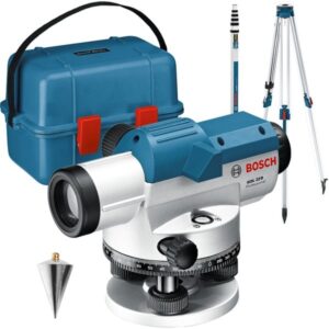 Bosch Optisches Nivelliergerät GOL 32 G Professional, mit Baustativ (blau, Koffer, Maßeinheit 400 Gon)
