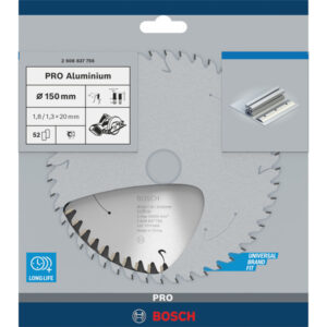 Bosch PRO Aluminium cordless Kreissägeblatt, Ø 150mm, 52Z (Bohrung 20mm, für Akku-Handkreissägen)