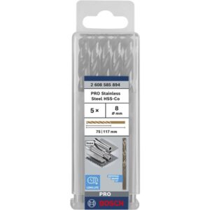 Bosch PRO Stainless Steel HSS-Co Spiralbohrer, Ø 8mm (Arbeitslänge 75mm, 5 Stück)