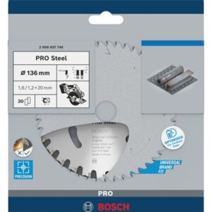 Bosch PRO Steel cordless Kreissägeblatt, Ø 136mm, 30Z (Bohrung 20mm, für Akku-Handkreissägen)