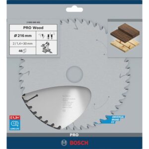 Bosch PRO Wood Kreissägeblatt, Ø 216mm, 48Z (Bohrung 30mm, für Kapp- & Gehrungssägen)
