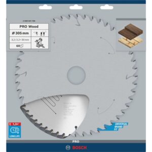 Bosch PRO Wood Kreissägeblatt, Ø 305mm, 60Z (Bohrung 30mm, für Kapp- & Gehrungssägen)