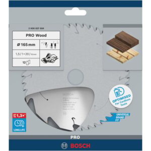 Bosch PRO Wood cordless Kreissägeblatt, Ø 165mm, 12Z (Bohrung 20mm, für Akku-Handkreissägen)