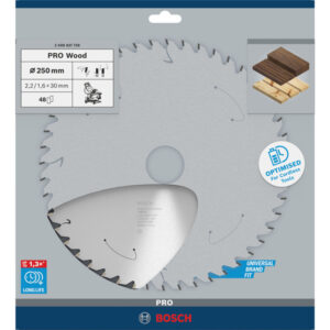 Bosch PRO Wood cordless Kreissägeblatt, Ø 250mm, 48Z (Bohrung 30mm, für Akku-Kappsägen)