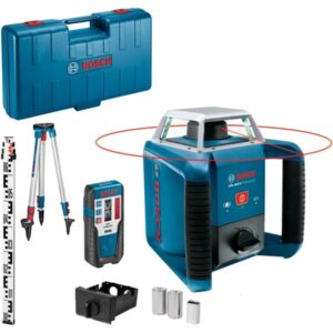 Bosch Rotationslaser GRL 400 H Professional (blau, rote Laserlinie, mit Laser-Empfänger LR 1, Baustativ BT 152, im Koffer)