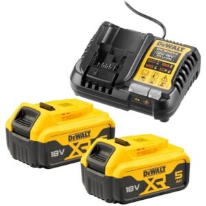 DEWALT Starter-Set Akku-Kit DCB1104P2, 18Volt, Ladegerät (gelb/schwarz, 2x Li-Ionen Akku 5,0Ah)