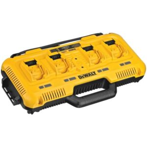 DEWALT Vierfach-Schnelladegerät DCB104 (gelb/schwarz, für 10,8 V / 14,4 V / 18 V XR- bzw. XR FLEXVOLT Li-Ion-Akkus)