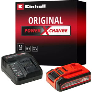EINHELL PLUS Power-X-Change Starter-Kit, 18Volt 4Ah, Set (schwarz/rot, PLUS Akku + Ladegerät)