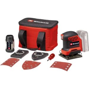 EINHELL Power X-Change Akku-Faust-Schwingschleifer TE-OS 18/113 3X Li-Solo, 18Volt (rot/schwarz, ohne Akku und Ladegerät, mit Tasche + Zubehör)