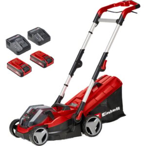 EINHELL Power X-Change Akku-Rasenmäher RASARRO 36/34, 36Volt (2x18V) (rot/schwarz, 2x Li-Ionen Akku Plus 3,0Ah)