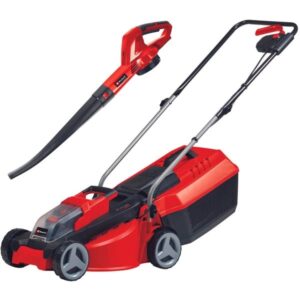 EINHELL Rasenmäher-Laubbläser-Set GE-CM 3018 Li CL, 18Volt (rot/schwarz, Li-Ionen Akku 3,0Ah)