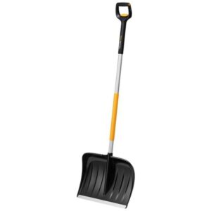 Fiskars X-series Teleskop-Schneeräumer, Schneeschieber (schwarz/gelb, 53cm)