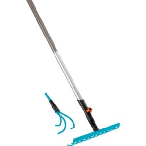 GARDENA combisystem-Komplettangebot Set, Rechen (türkis/schwarz, Rechenbesen + Grubber + Stiel + Geräteleiste Flex)