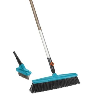 GARDENA combisystem-Straßenbesen + Fugenbürste M, Komplettangebot (türkis/holz, 45cm)