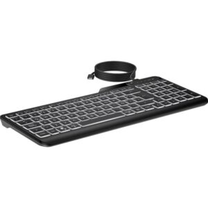 HP 400 Backlit Wired Keyboard, Tastatur (schwarz, DE-Layout, Plunger)