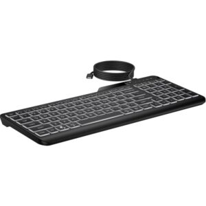 HP 405 Multi-Device Backlit Wired Keyboard, Tastatur (schwarz, DE-Layout, Plunger)