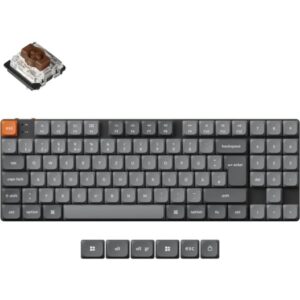 Keychron K13 Max, Gaming-Tastatur (grau/orange, DE-Layout, Gateron Low Profile 2.0 Mechanical Brown, Hot-Swap, Aluminiumrahmen, RGB)