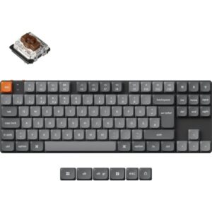Keychron K1 Max, Gaming-Tastatur (grau/orange, DE-Layout, Gateron Low Profile 2.0 Mechanical Brown, Hot-Swap, Aluminiumrahmen, RGB)