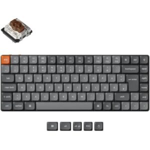 Keychron K3 Max, Gaming-Tastatur (grau/orange, DE-Layout, Gateron Low Profile 2.0 Mechanical Brown, Hot-Swap, Aluminiumrahmen, RGB)