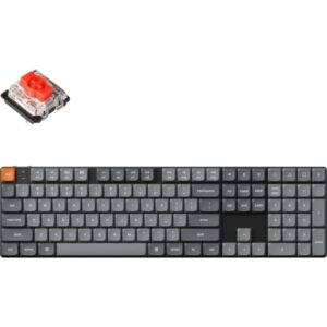 Keychron K5 Max, Gaming-Tastatur (grau/orange, DE-Layout, Gateron Low Profile 2.0 Mechanical Red, Hot-Swap, Aluminiumrahmen, RGB)