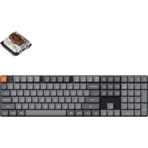 Keychron K5 Max, Gaming-Tastatur (grau/orange, DE-Layout, Gateron Low Profile 2.0 Mechanical Brown, Hot-Swap, Aluminiumrahmen, RGB)