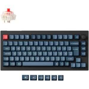 Keychron V1 Max, Gaming-Tastatur (schwarz/blaugrau, DE-Layout, Gateron Jupiter Red, Hot-Swap, RGB)