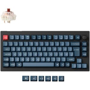 Keychron V1 Max, Gaming-Tastatur (schwarz/blaugrau, DE-Layout, Gateron Jupiter Brown, Hot-Swap, RGB)